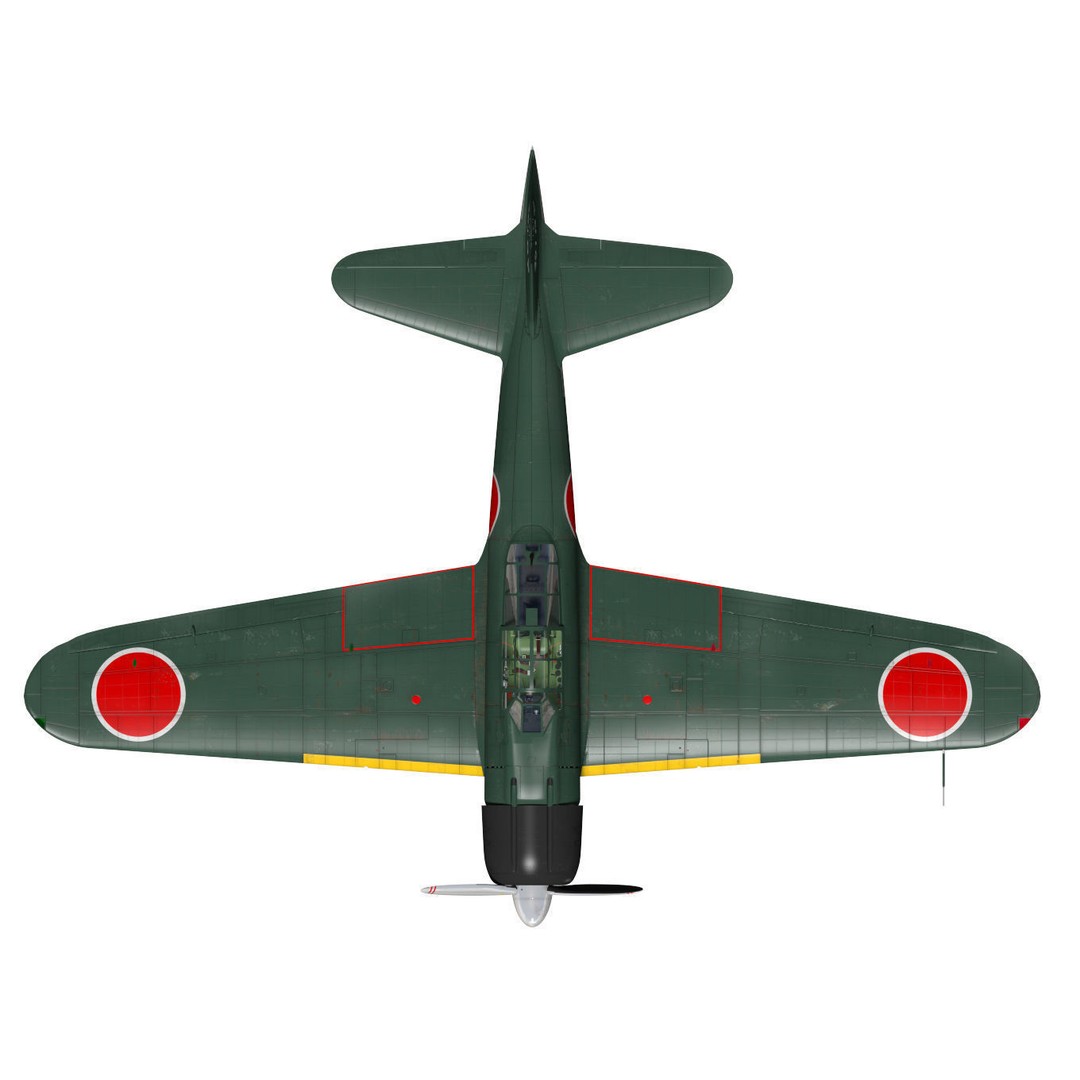 A6M2 Zero Fighter 3D Model – High Poly Aircraft for Animation, FBX - View 20