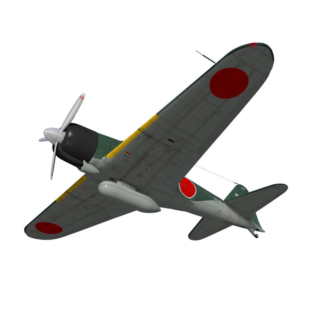 A6M2 Zero Fighter 3D Model – High Poly Aircraft for Animation, FBX - View 5