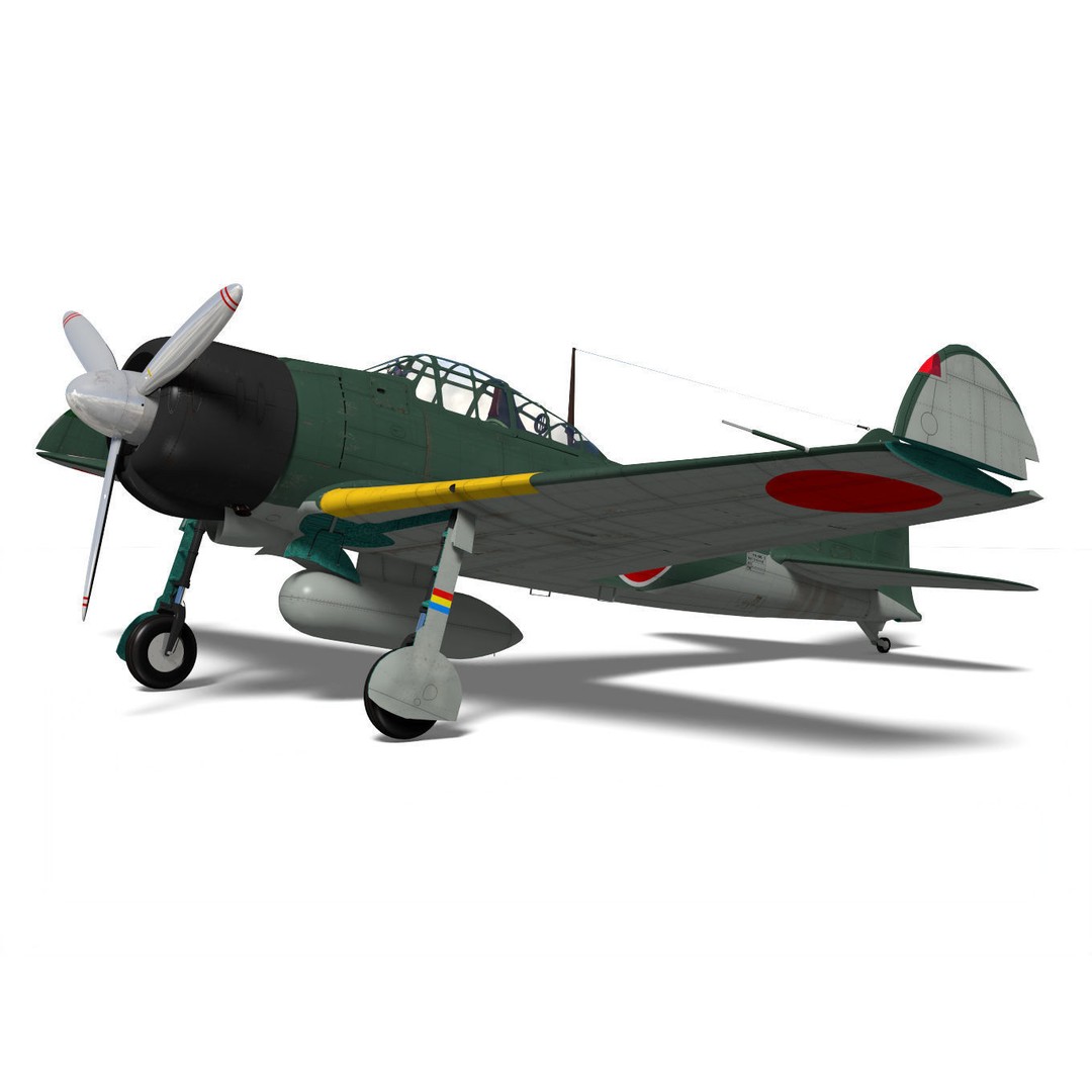 A6M2 Zero Fighter 3D Model – High Poly Aircraft for Animation, FBX - View 7