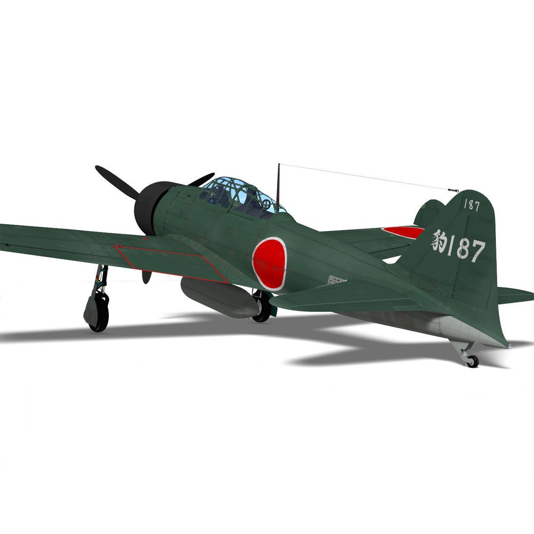 A6M2 Zero Fighter 3D Model – High Poly Aircraft for Animation, FBX - View 8