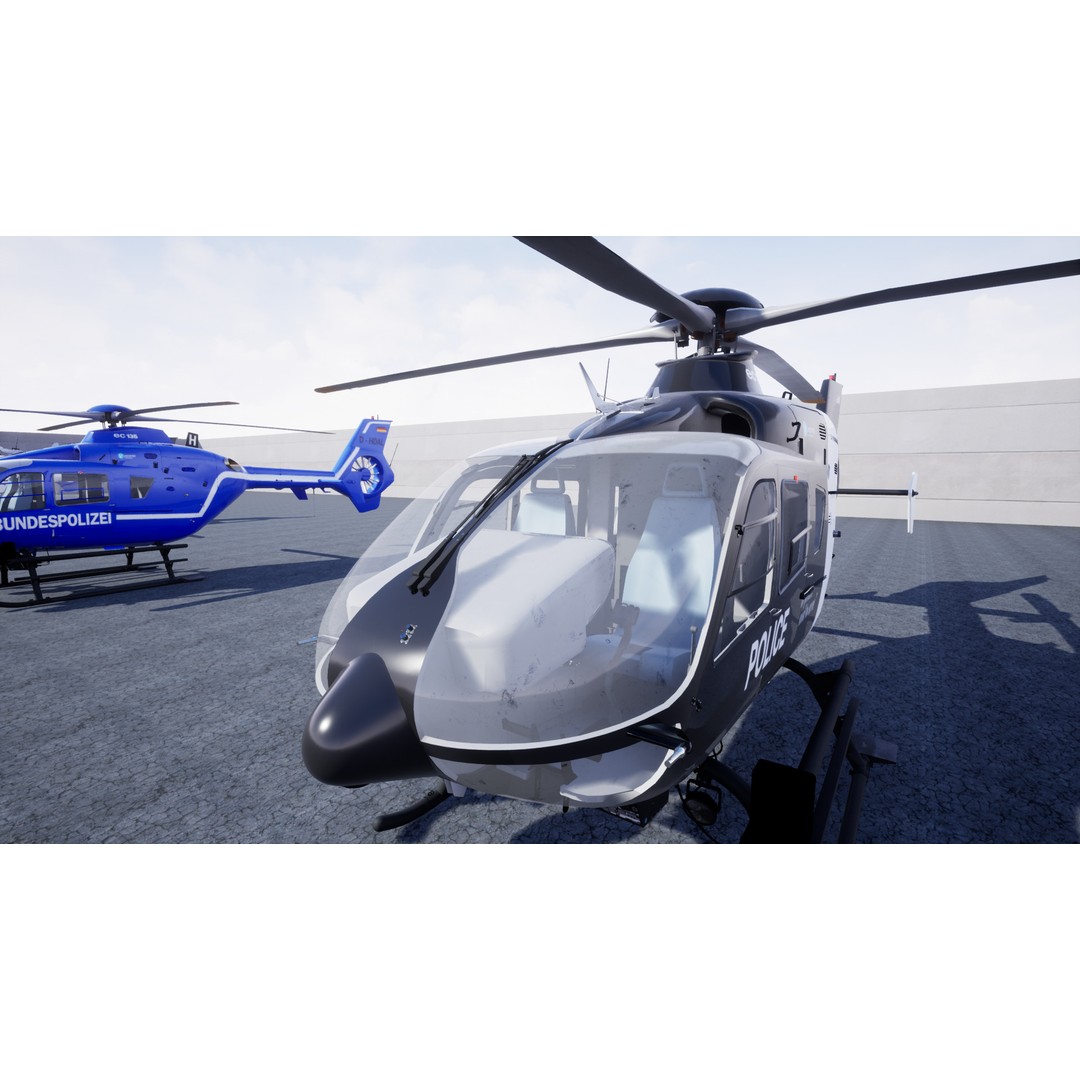 Police Helicopter 3D Model – Low Poly Game Asset, Unreal Engine - View 11