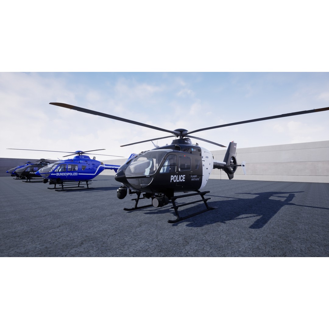 Police Helicopter 3D Model – Low Poly Game Asset, Unreal Engine - View 3