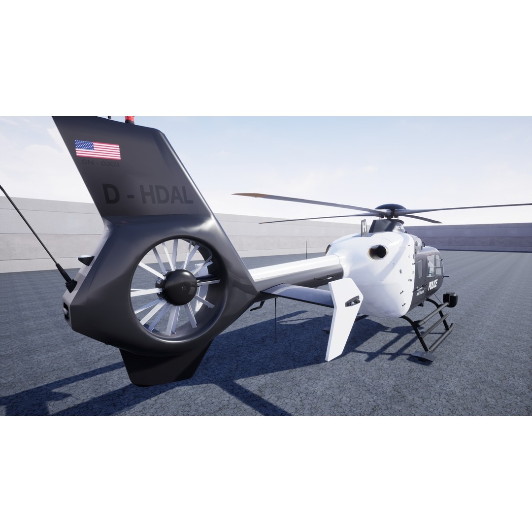 Police Helicopter 3D Model – Low Poly Game Asset, Unreal Engine - View 6