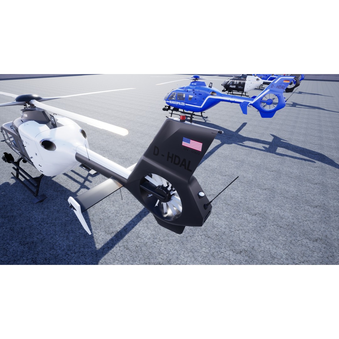 Police Helicopter 3D Model – Low Poly Game Asset, Unreal Engine - View 7