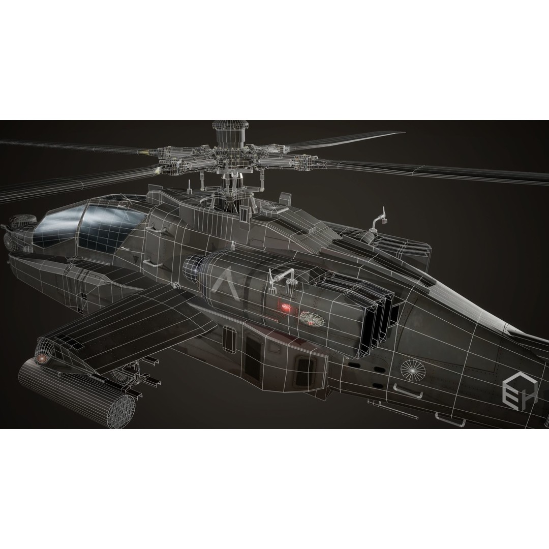 Apache AH-64D Longbow 3D Model – Low Poly Game Ready Helicopter, FBX - View 12