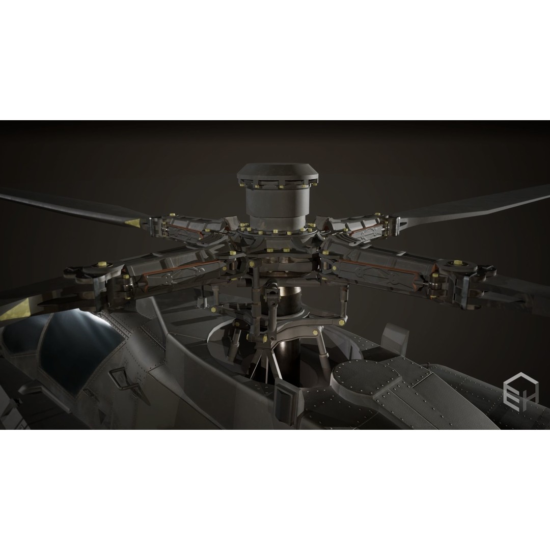 Apache AH-64D Longbow 3D Model – Low Poly Game Ready Helicopter, FBX - View 6