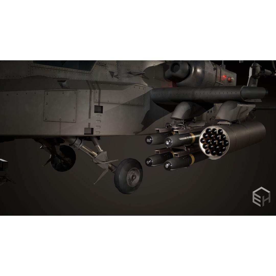 Apache AH-64D Longbow 3D Model – Low Poly Game Ready Helicopter, FBX - View 8