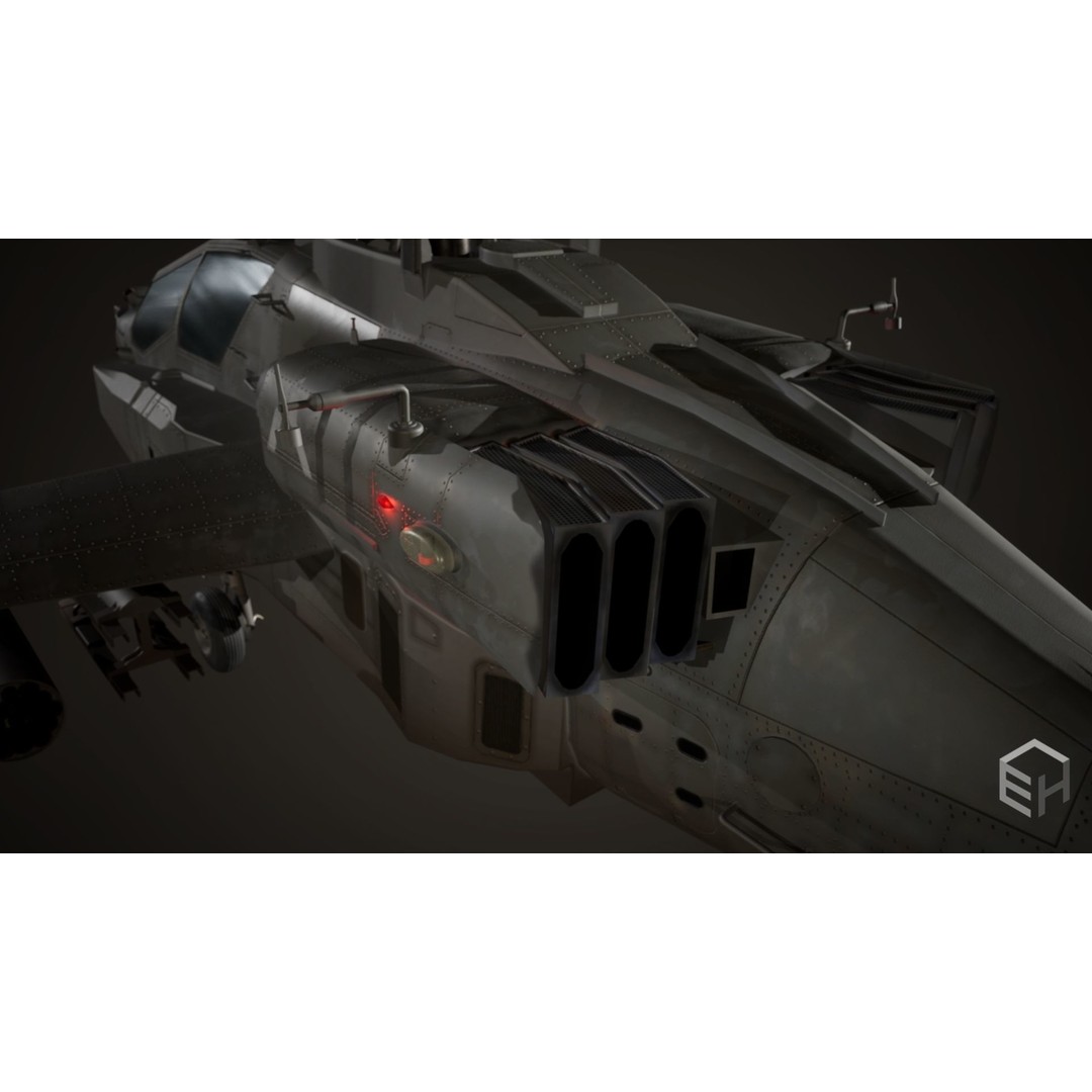 Apache AH-64D Longbow 3D Model – Low Poly Game Ready Helicopter, FBX - View 9