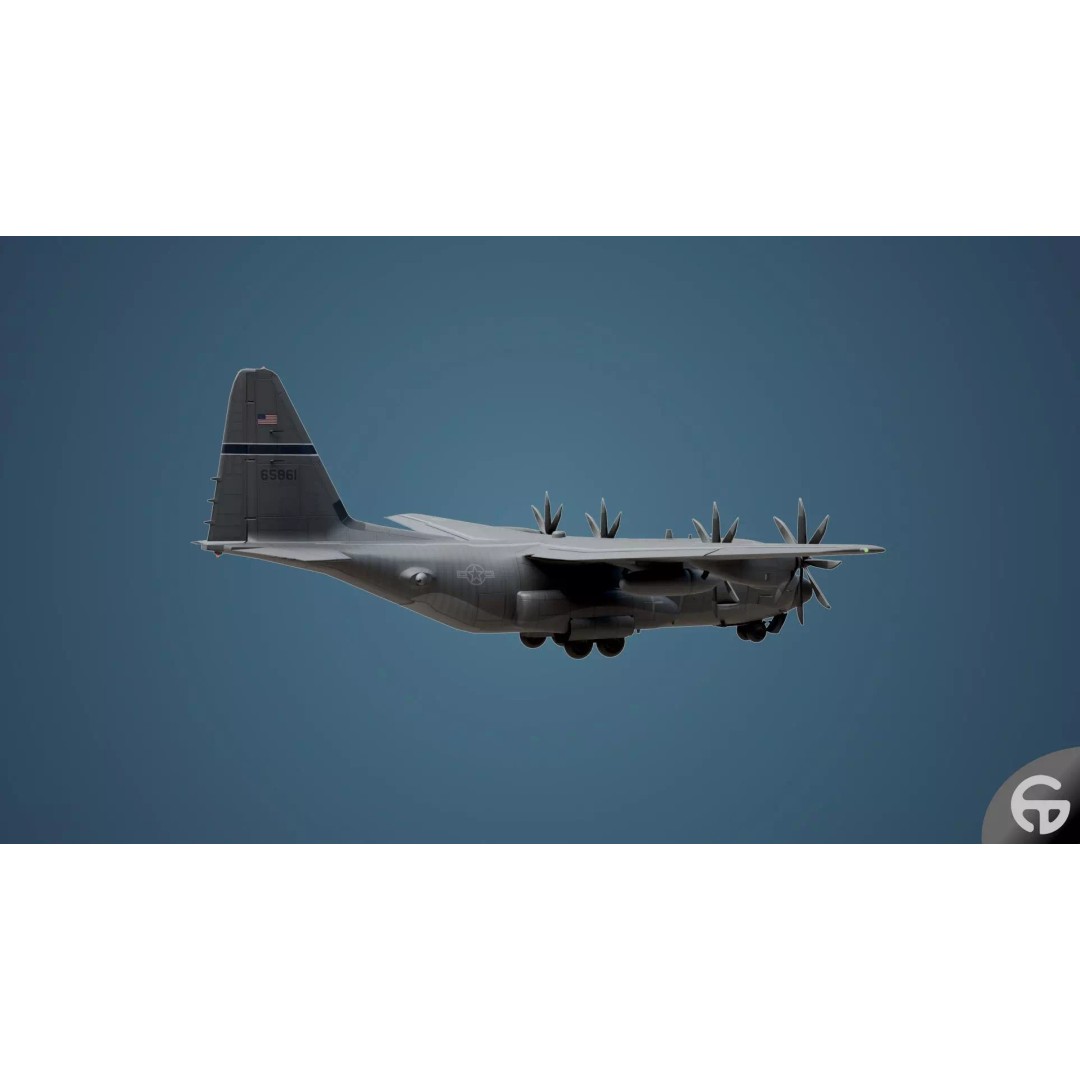 AC130 Gunship 3D Model – Realistic Low-Poly Game Asset, FBX - View 11