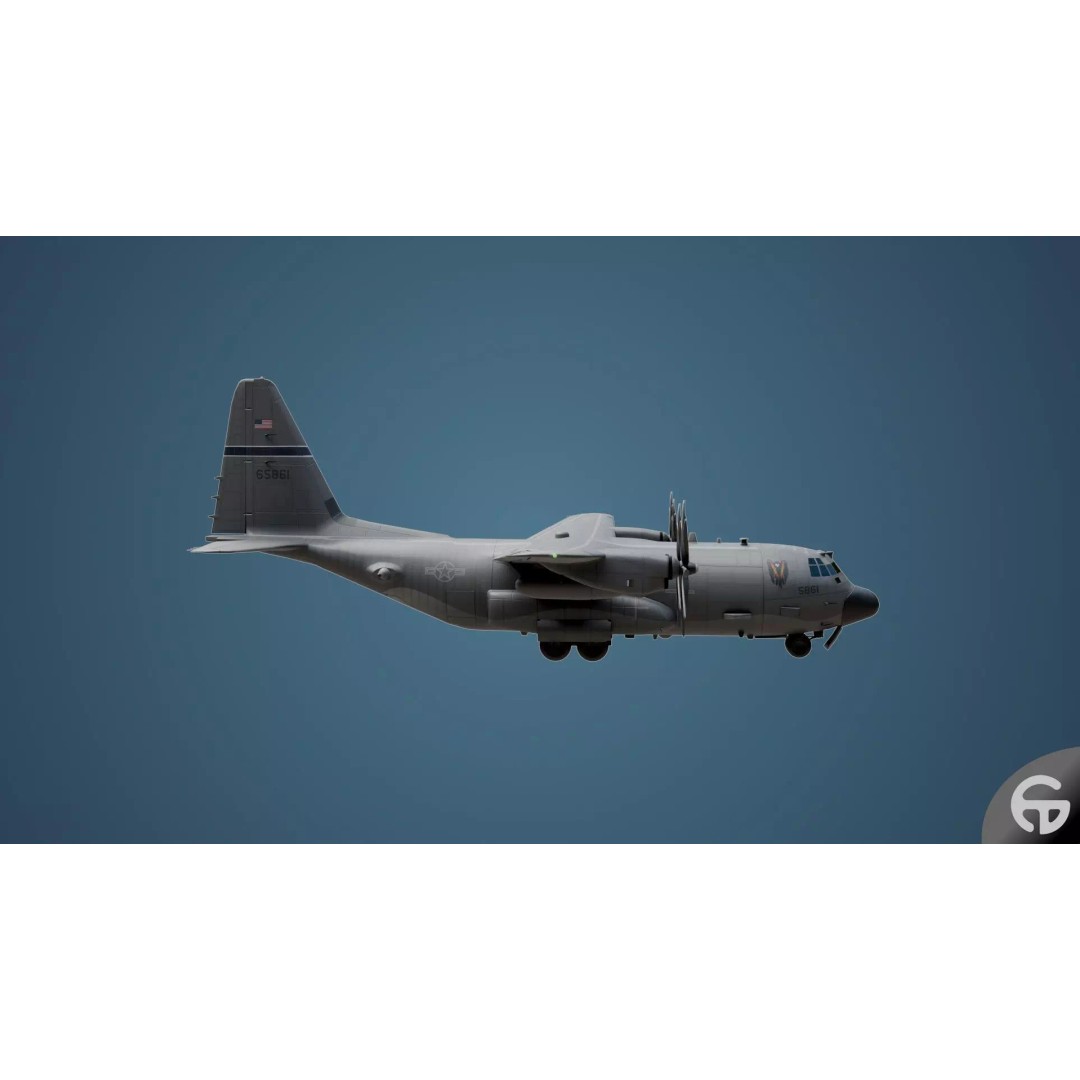AC130 Gunship 3D Model – Realistic Low-Poly Game Asset, FBX - View 12