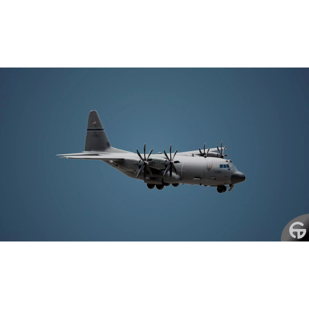 AC130 Gunship 3D Model – Realistic Low-Poly Game Asset, FBX - View 13