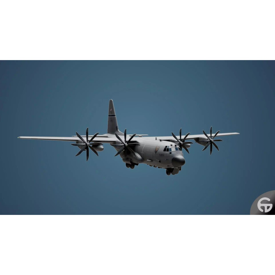 AC130 Gunship 3D Model – Realistic Low-Poly Game Asset, FBX - View 14