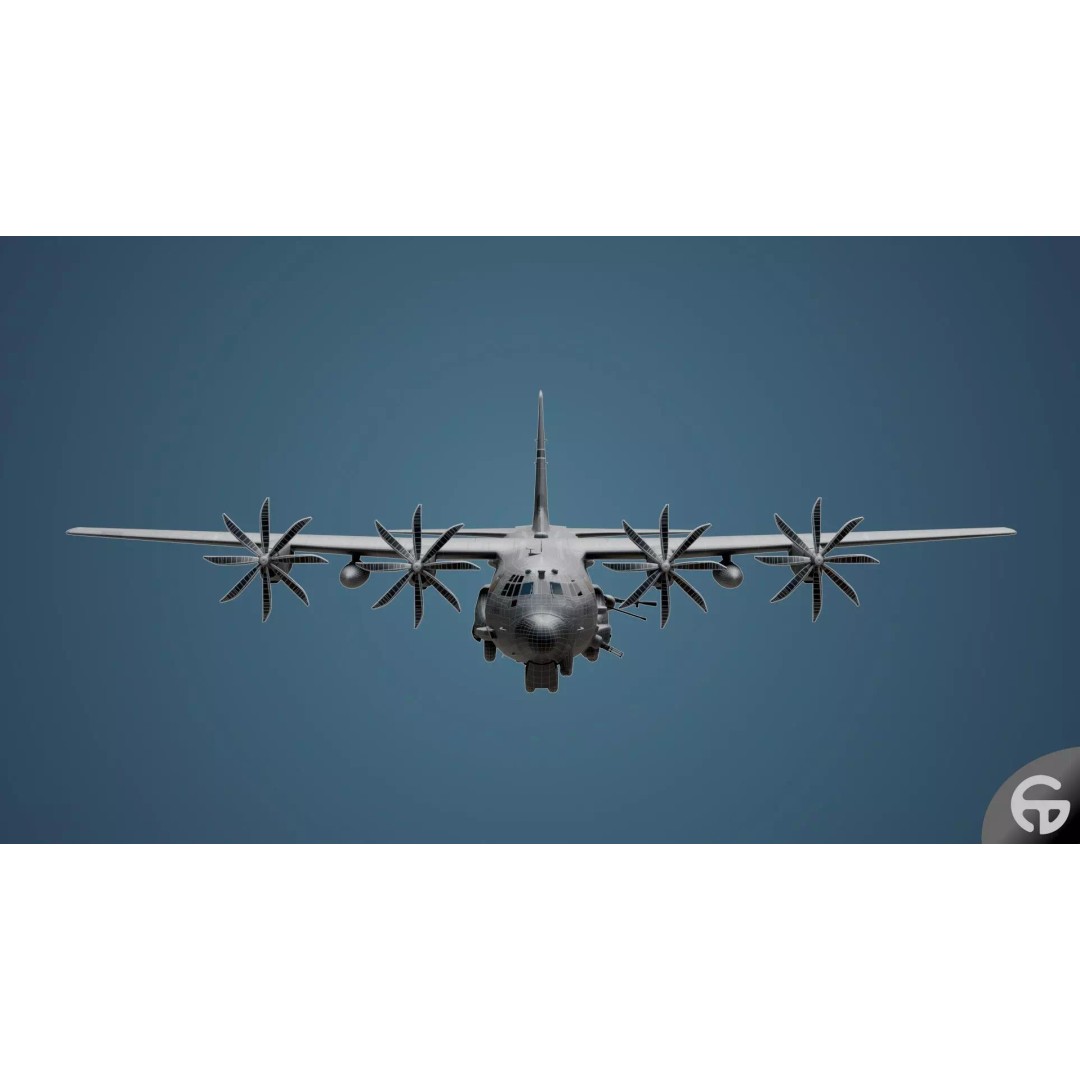 AC130 Gunship 3D Model – Realistic Low-Poly Game Asset, FBX - View 23