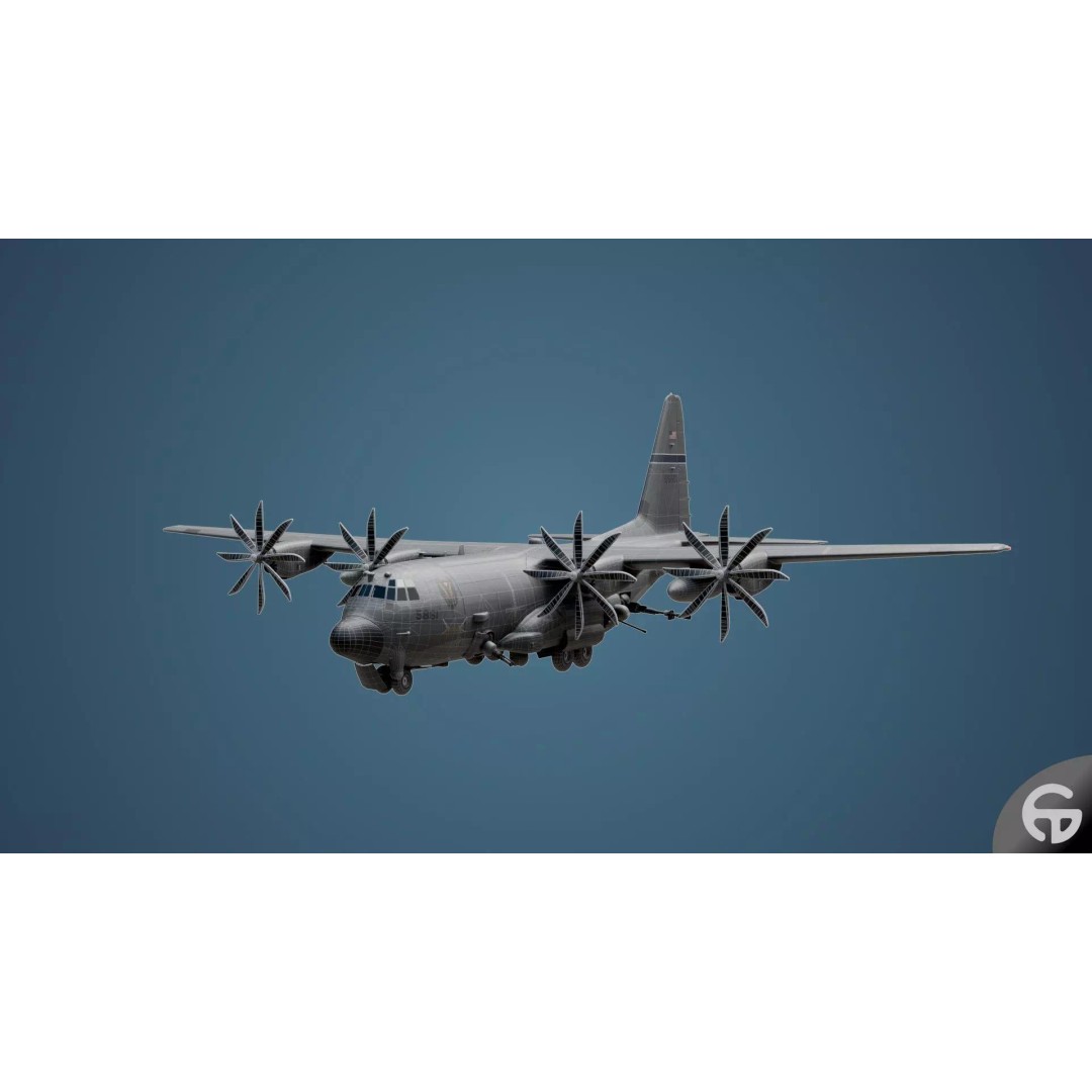 AC130 Gunship 3D Model – Realistic Low-Poly Game Asset, FBX - View 24