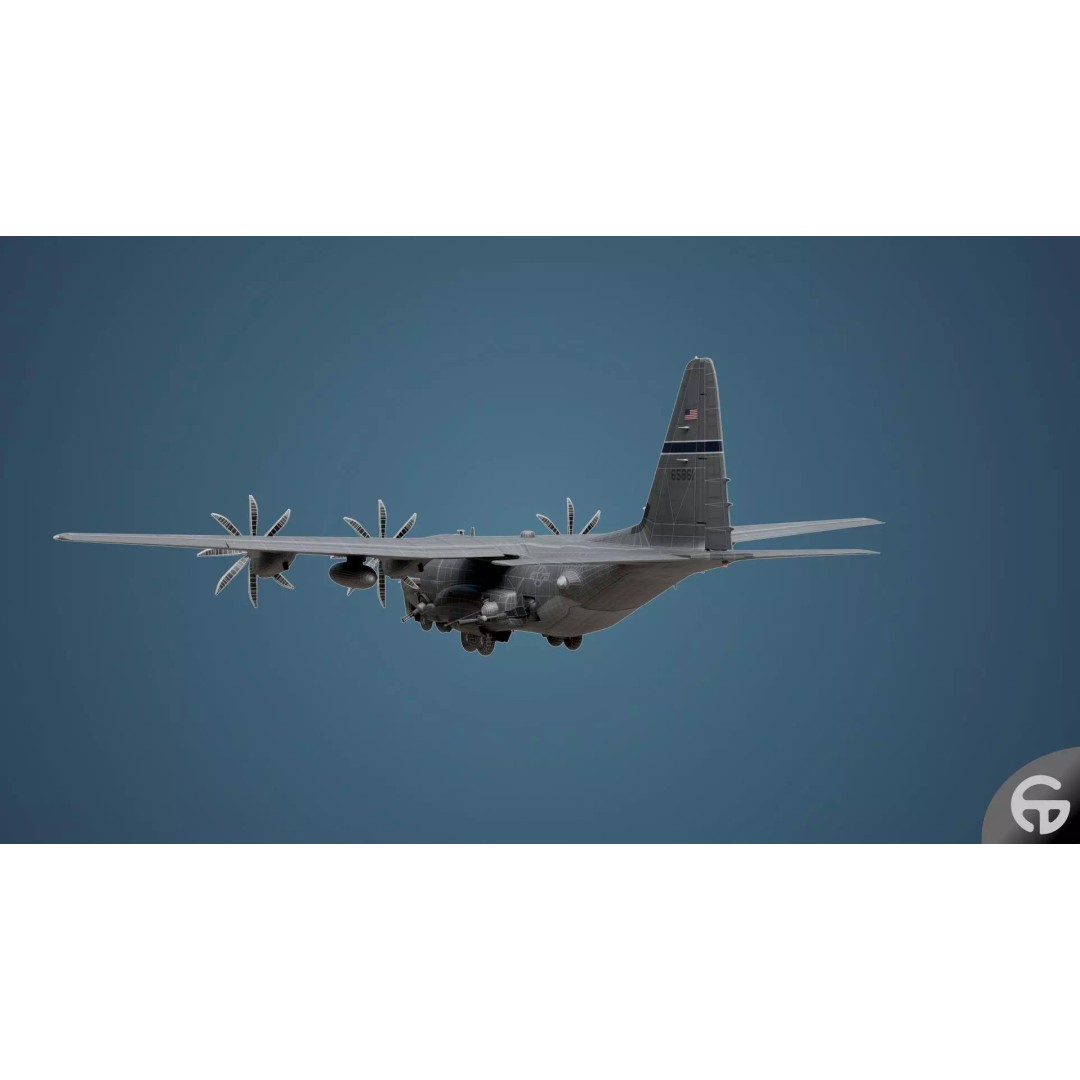 AC130 Gunship 3D Model – Realistic Low-Poly Game Asset, FBX - View 28