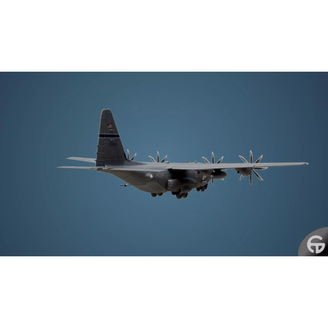 AC130 Gunship 3D Model – Realistic Low-Poly Game Asset, FBX - View 30