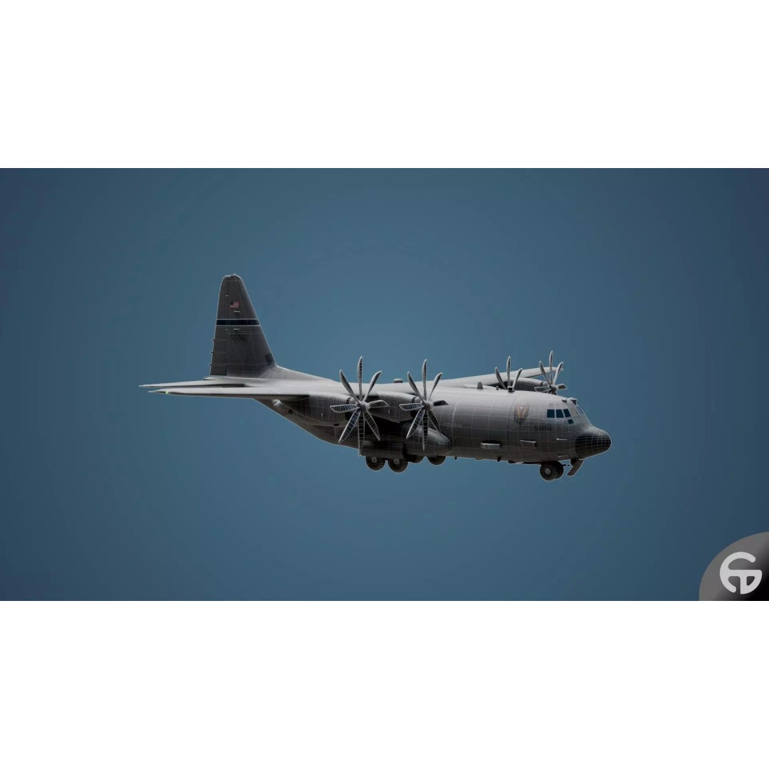 AC130 Gunship 3D Model – Realistic Low-Poly Game Asset, FBX - View 33