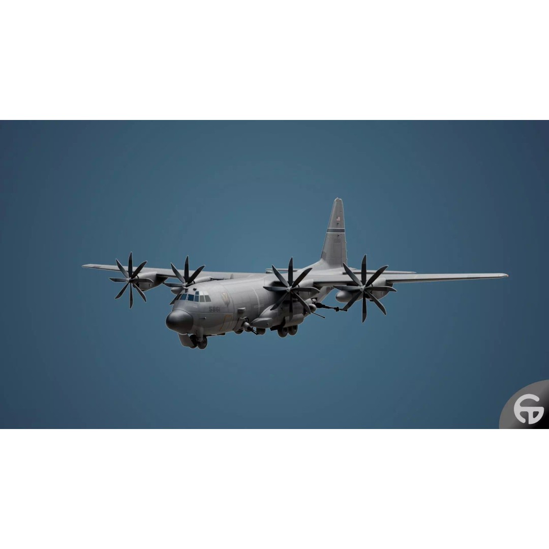 AC130 Gunship 3D Model – Realistic Low-Poly Game Asset, FBX - View 4