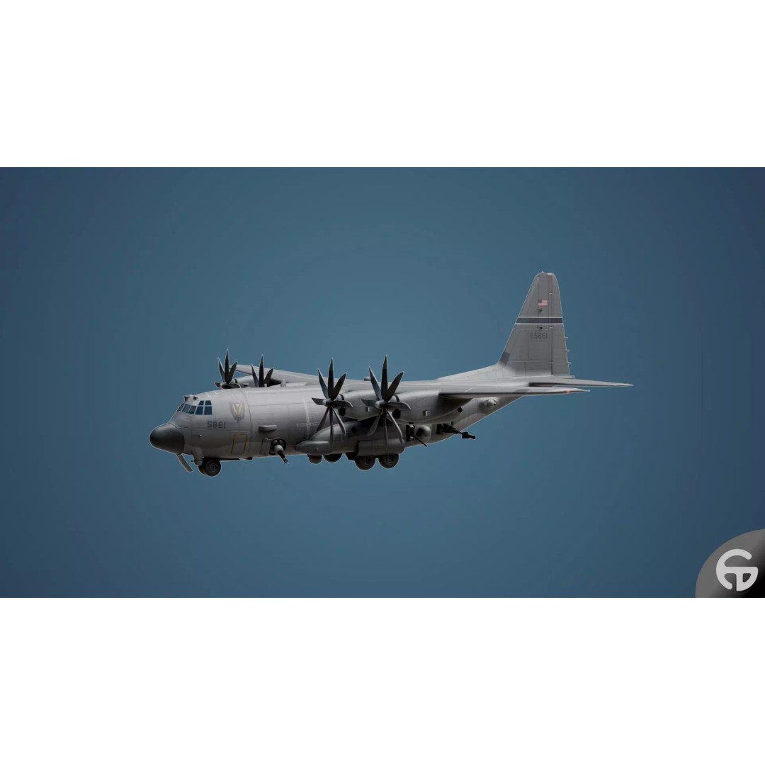 AC130 Gunship 3D Model – Realistic Low-Poly Game Asset, FBX - View 5