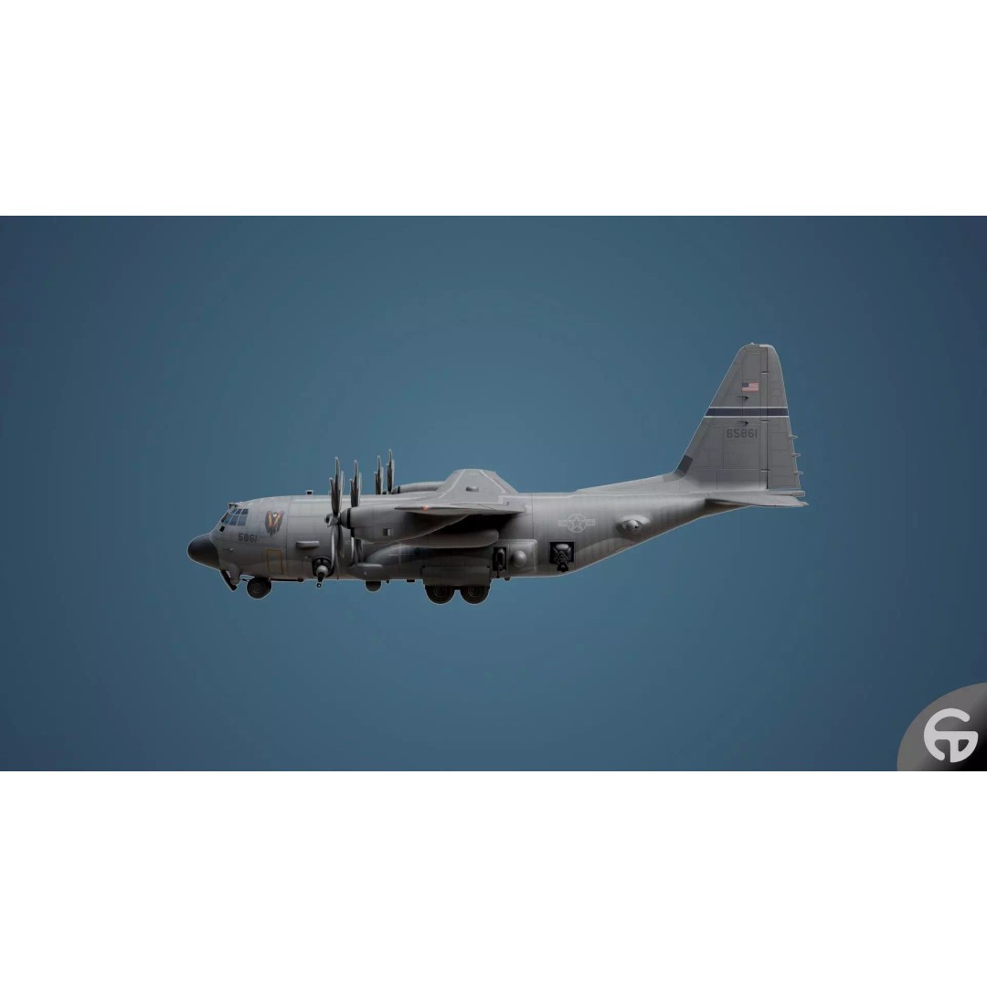 AC130 Gunship 3D Model – Realistic Low-Poly Game Asset, FBX - View 6