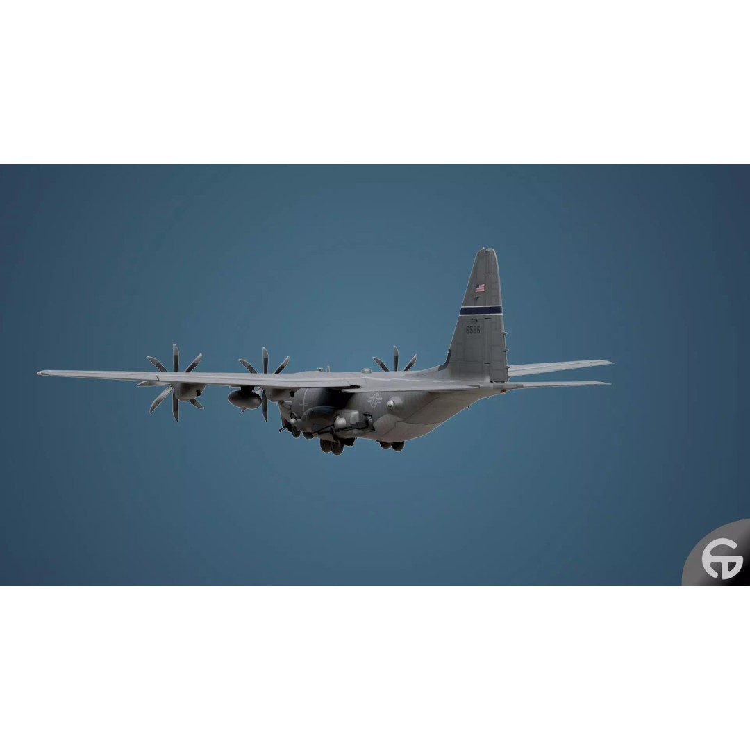 AC130 Gunship 3D Model – Realistic Low-Poly Game Asset, FBX - View 8