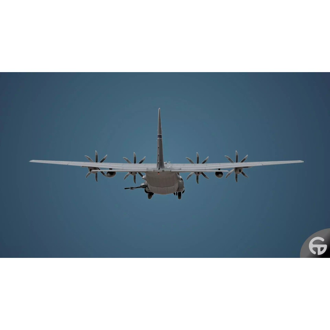 AC130 Gunship 3D Model – Realistic Low-Poly Game Asset, FBX - View 9