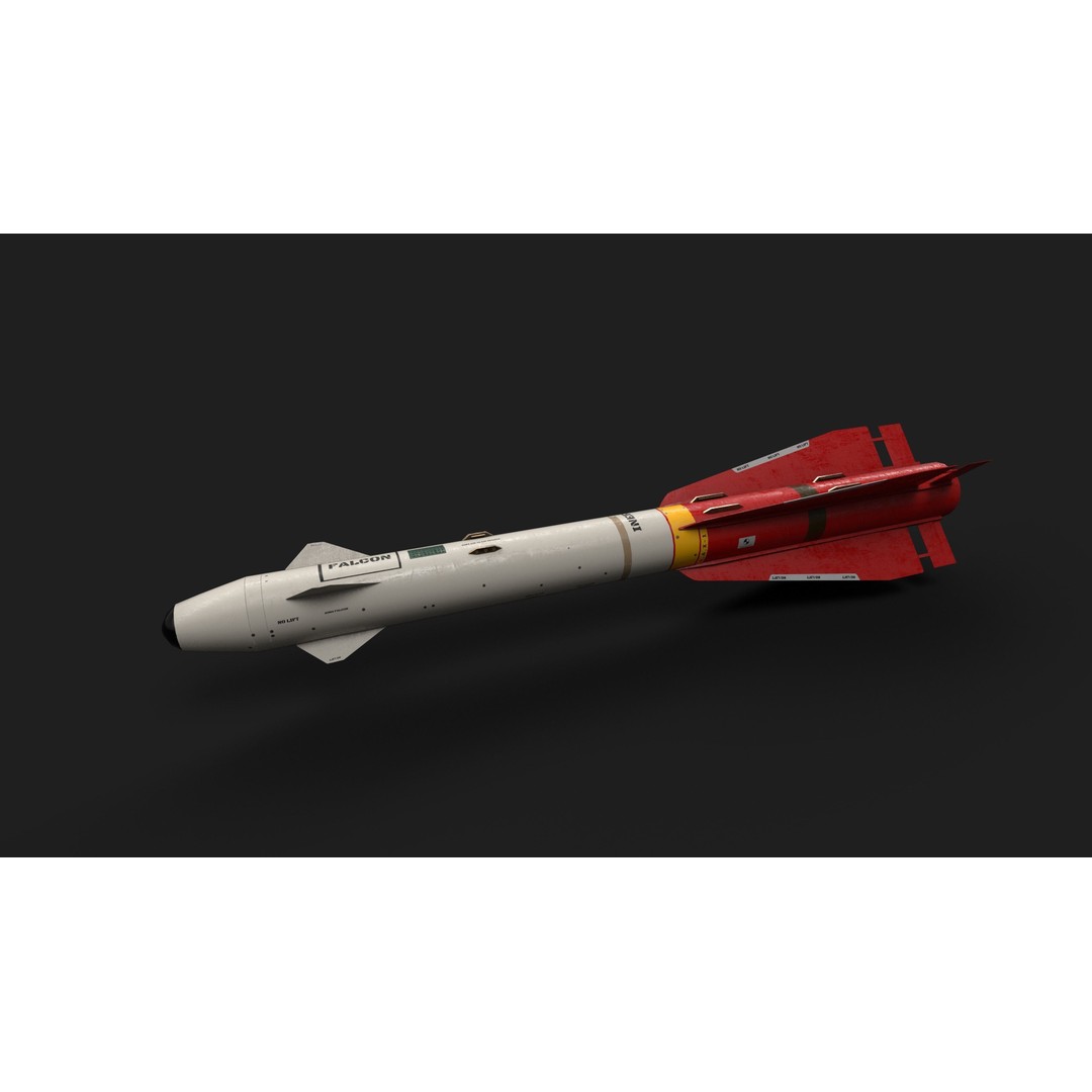 Aim4 Falcon Air-to-Air Missile 3D Model – Low Poly Game Asset, FBX - View 7