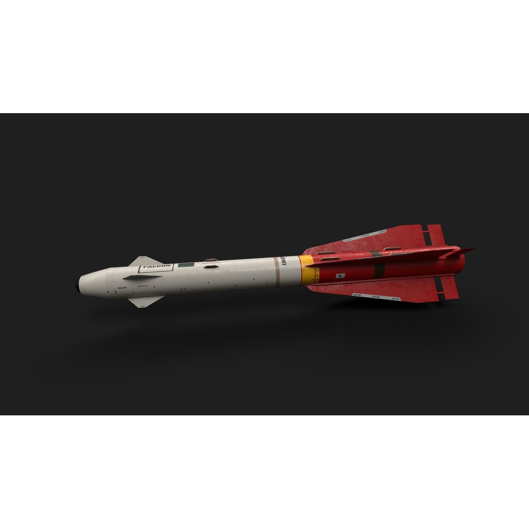 Aim4 Falcon Air-to-Air Missile 3D Model – Low Poly Game Asset, FBX - View 8