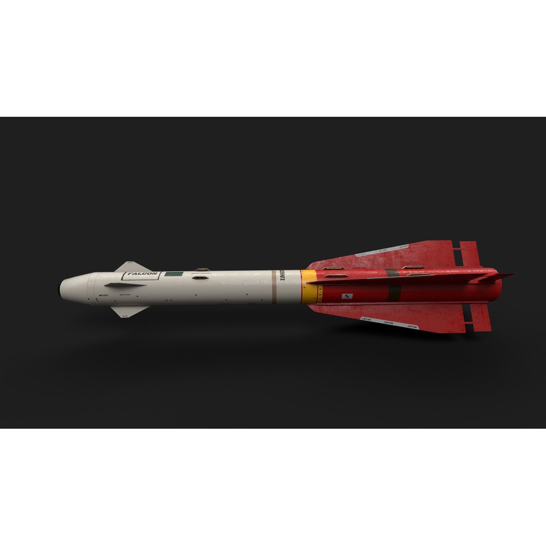 Aim4 Falcon Air-to-Air Missile 3D Model – Low Poly Game Asset, FBX - View 9