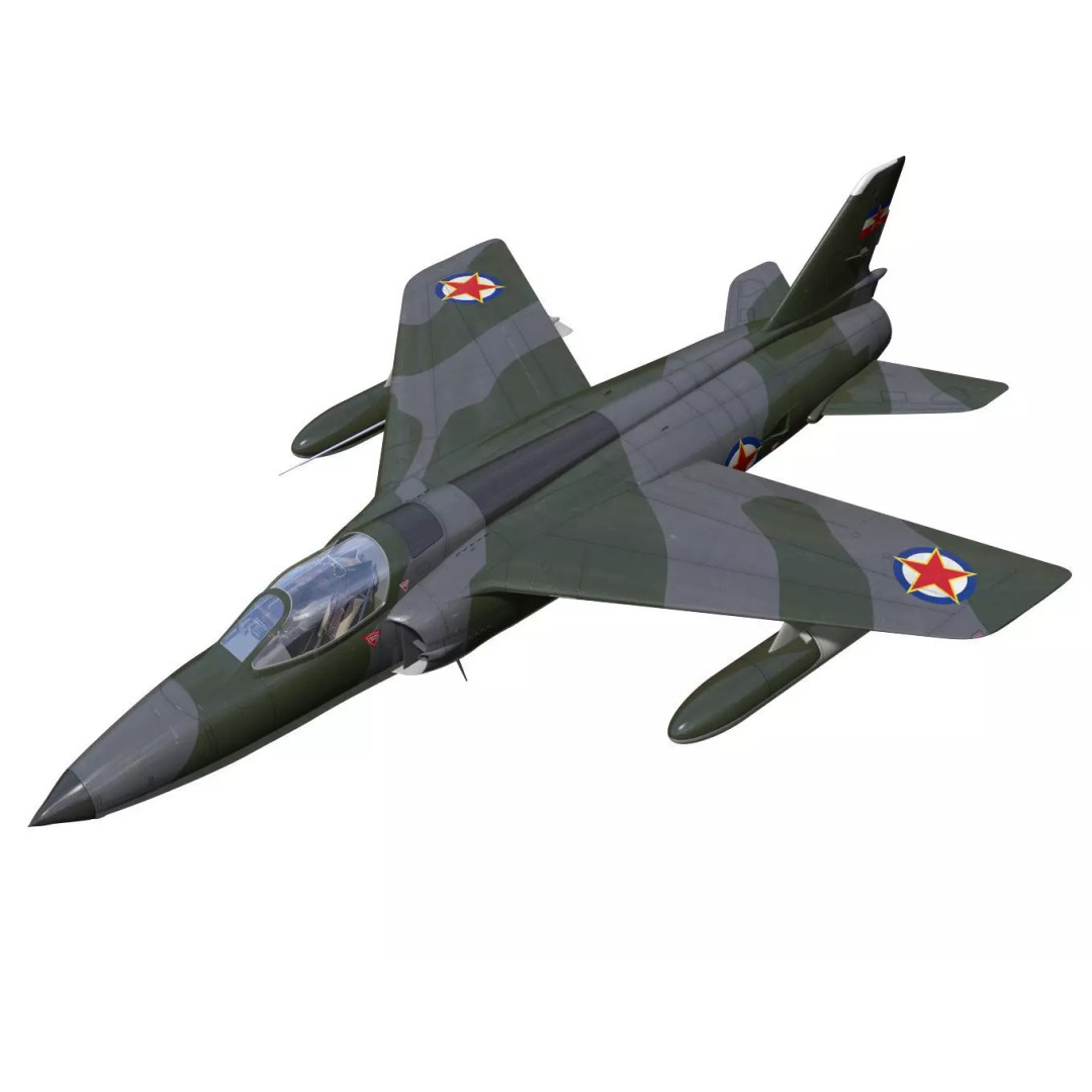 Folland Gnat F1 3D Model – High Poly Military Aircraft, FBX - View 2