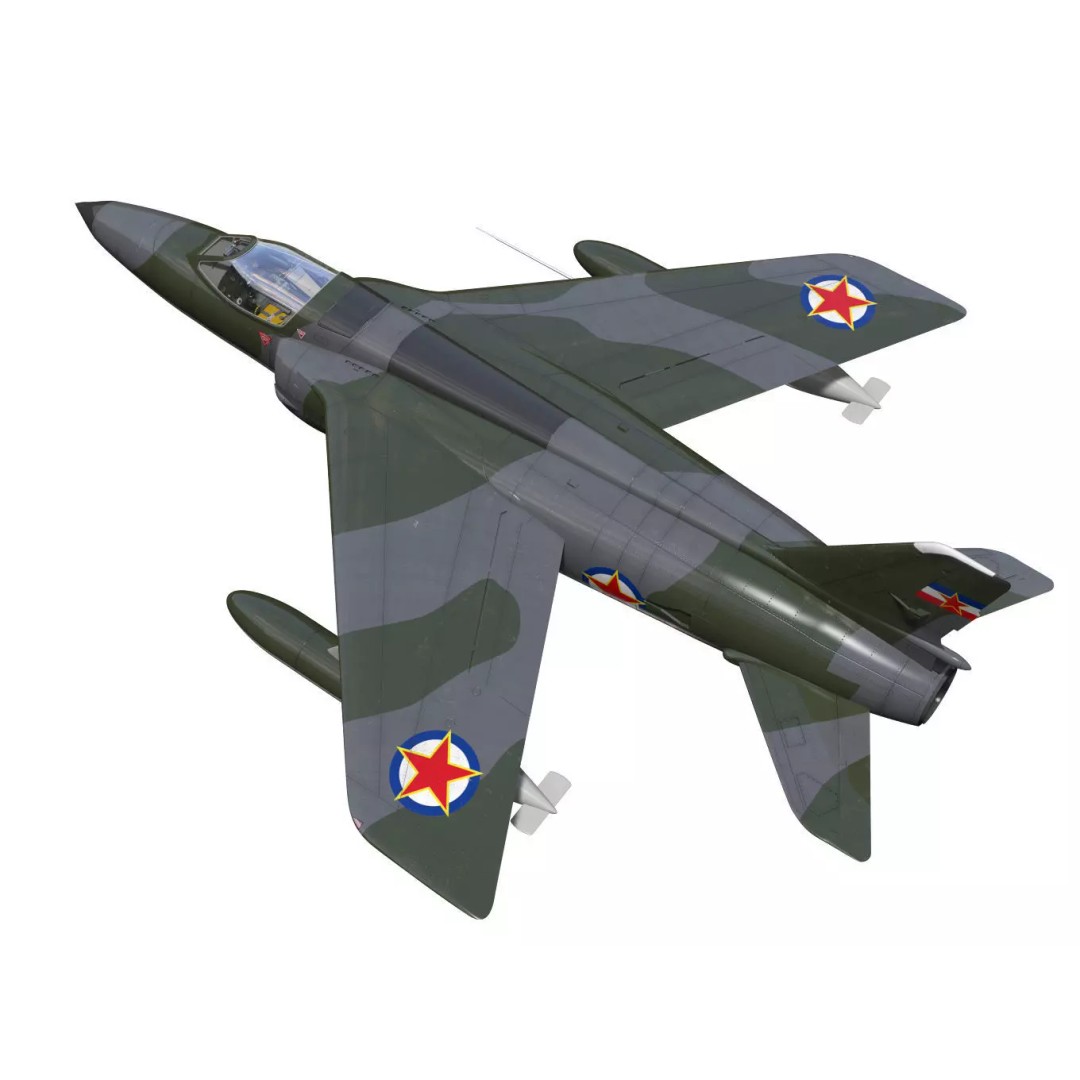 Folland Gnat F1 3D Model – High Poly Military Aircraft, FBX - View 3