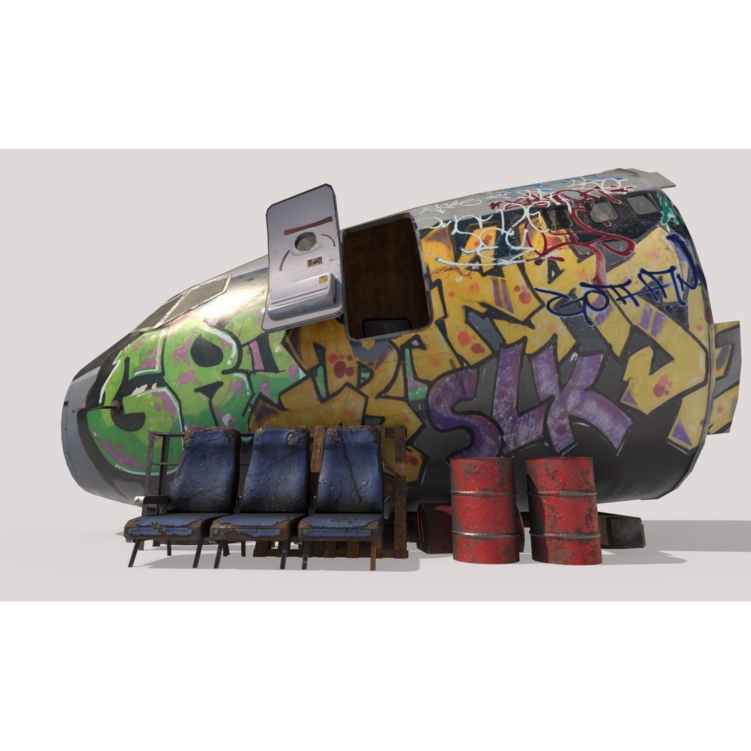 Aircraft Head 3D Model – Realistic Graffiti Style, FBX, PBR - View 10