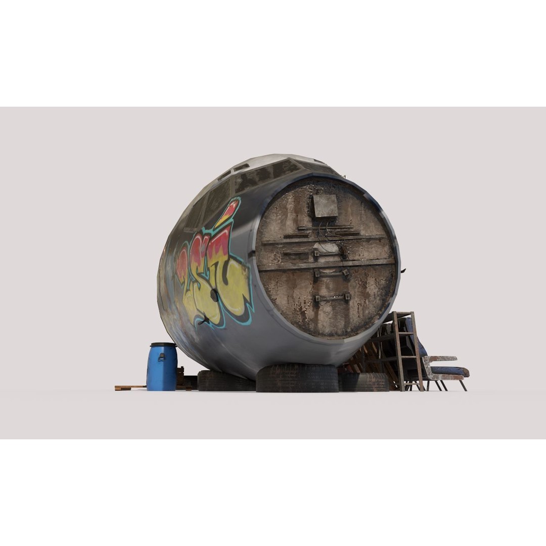 Aircraft Head 3D Model – Realistic Graffiti Style, FBX, PBR - View 11