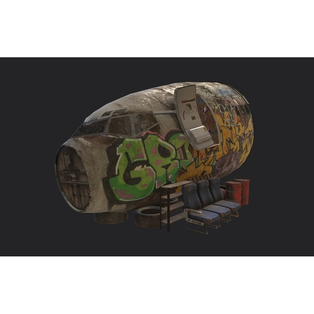 Aircraft Head 3D Model – Realistic Graffiti Style, FBX, PBR - View 12