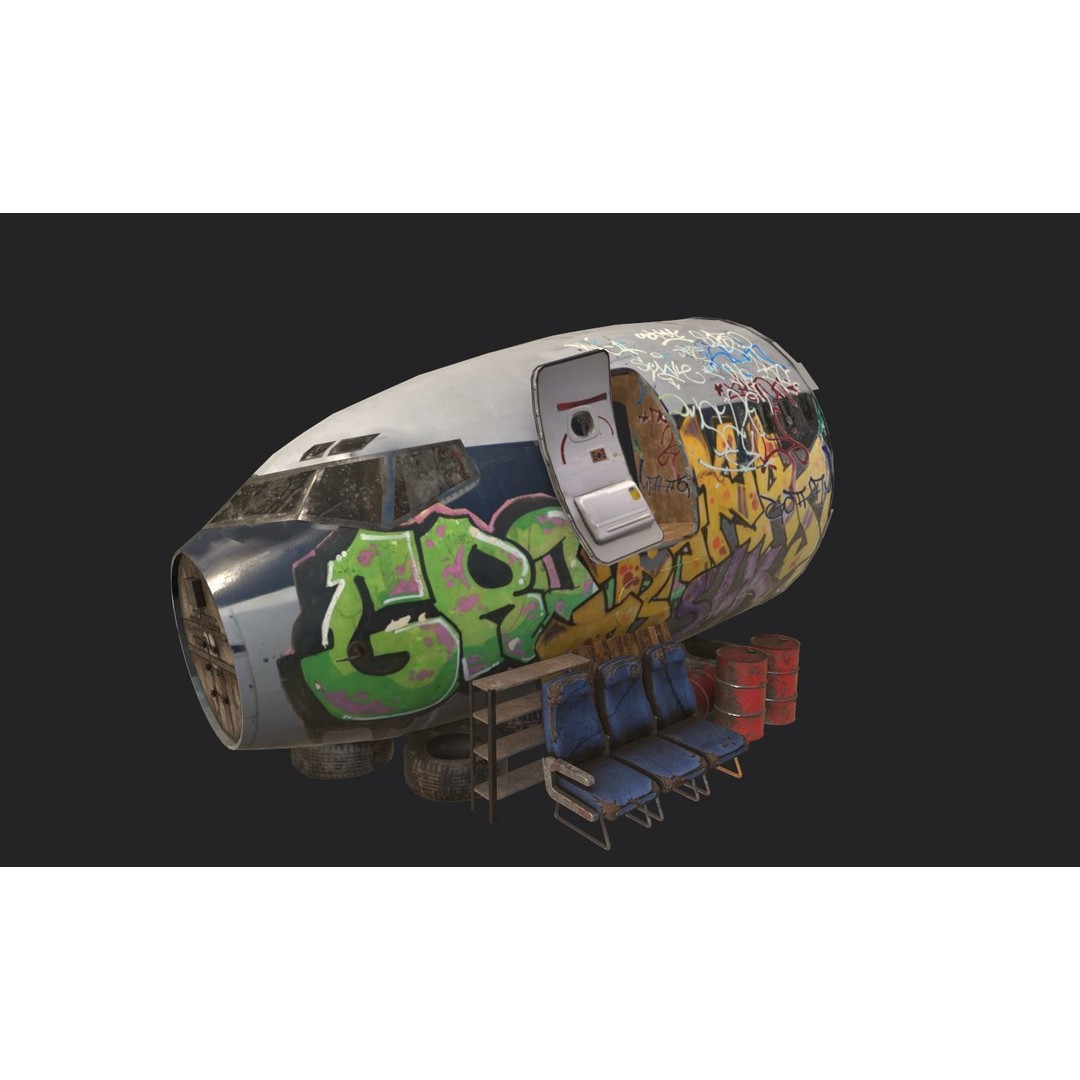Aircraft Head 3D Model – Realistic Graffiti Style, FBX, PBR - View 13