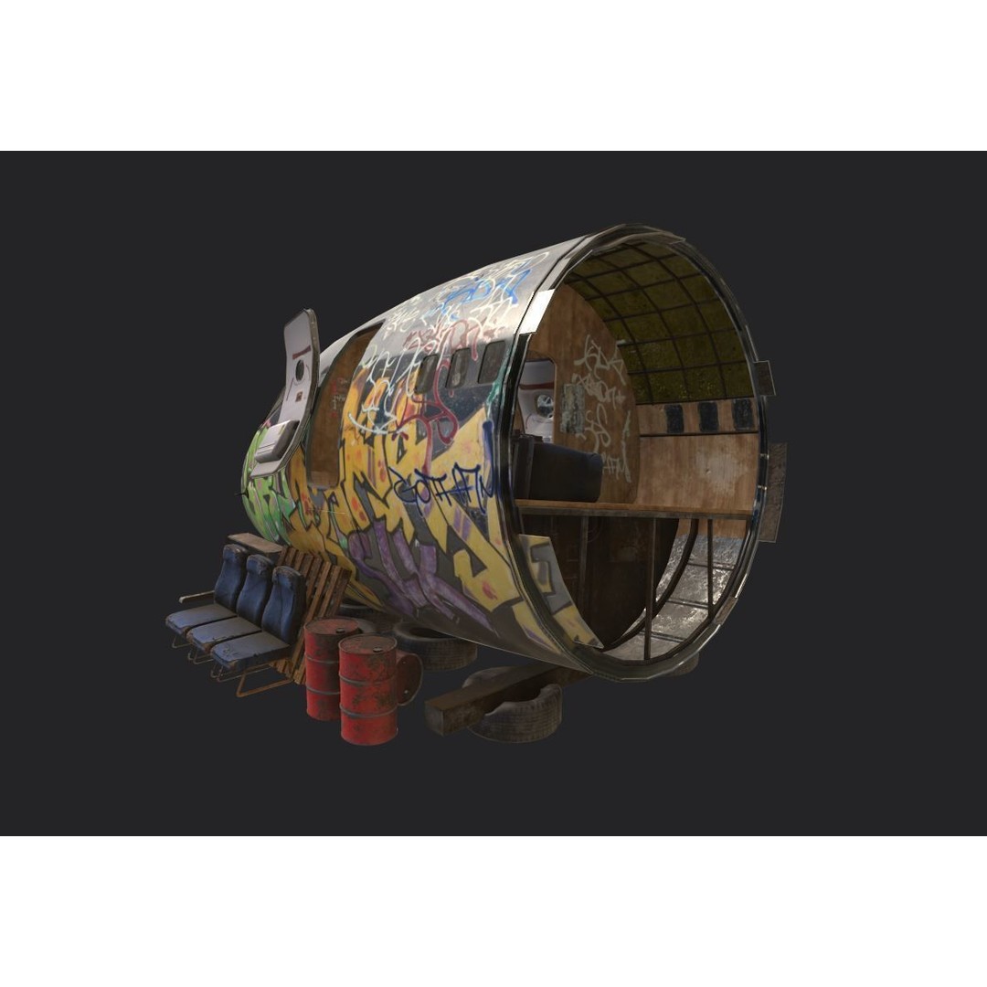 Aircraft Head 3D Model – Realistic Graffiti Style, FBX, PBR - View 14