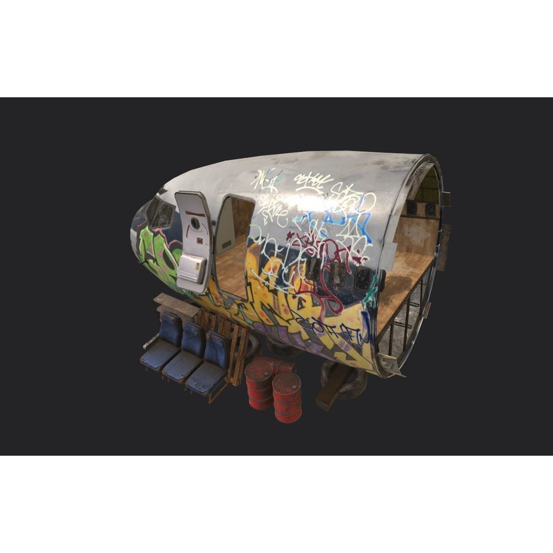 Aircraft Head 3D Model – Realistic Graffiti Style, FBX, PBR - View 15