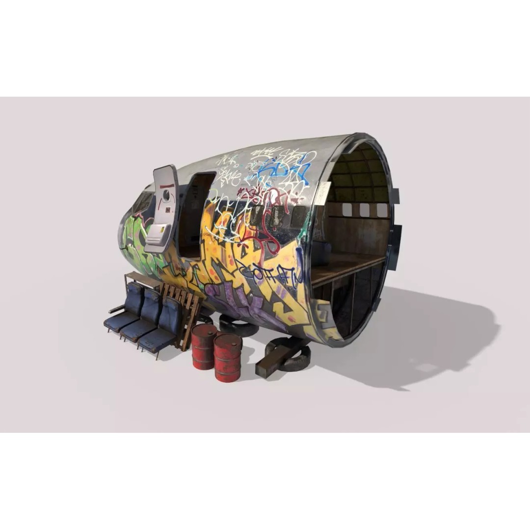 Aircraft Head 3D Model – Realistic Graffiti Style, FBX, PBR - View 2