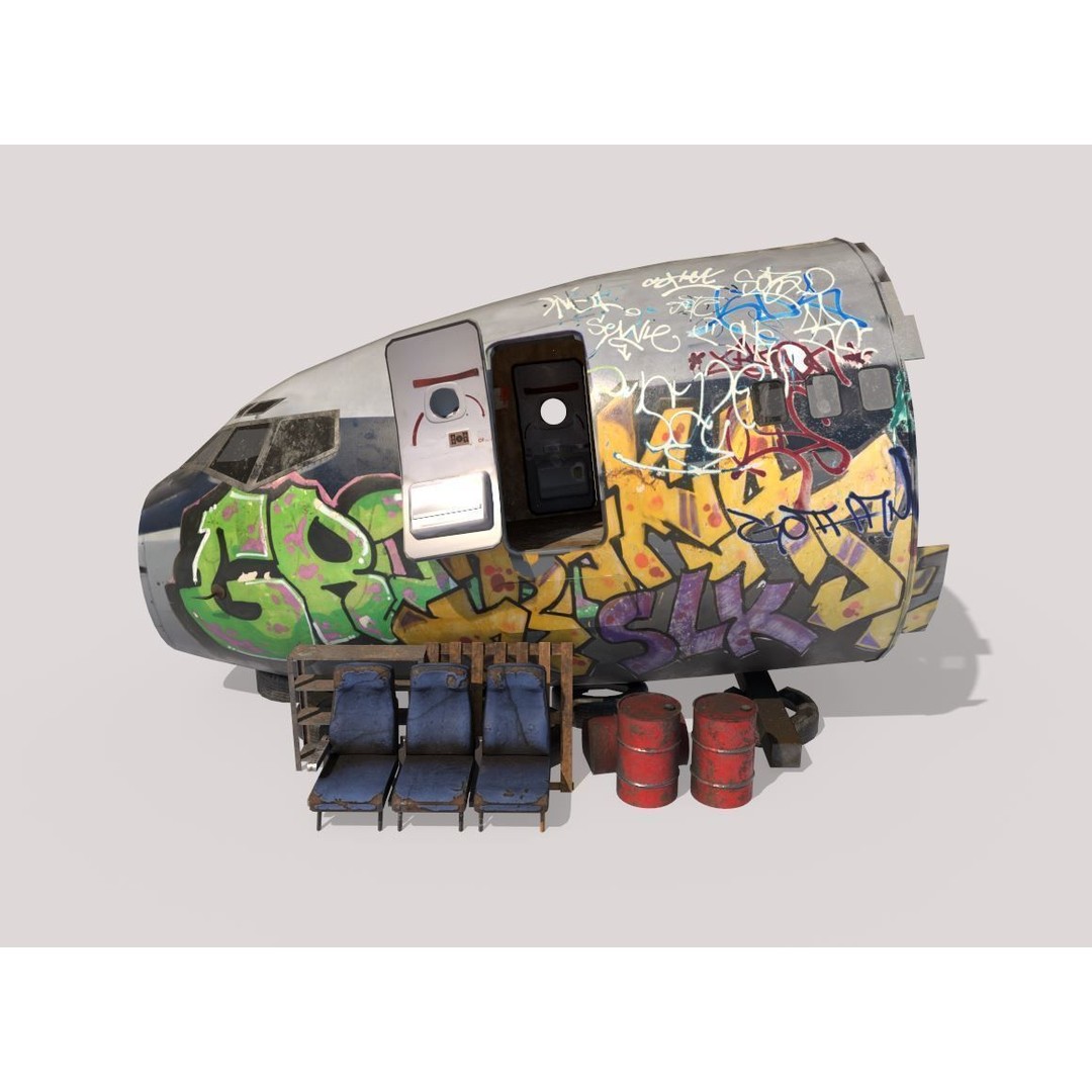 Aircraft Head 3D Model – Realistic Graffiti Style, FBX, PBR - View 3