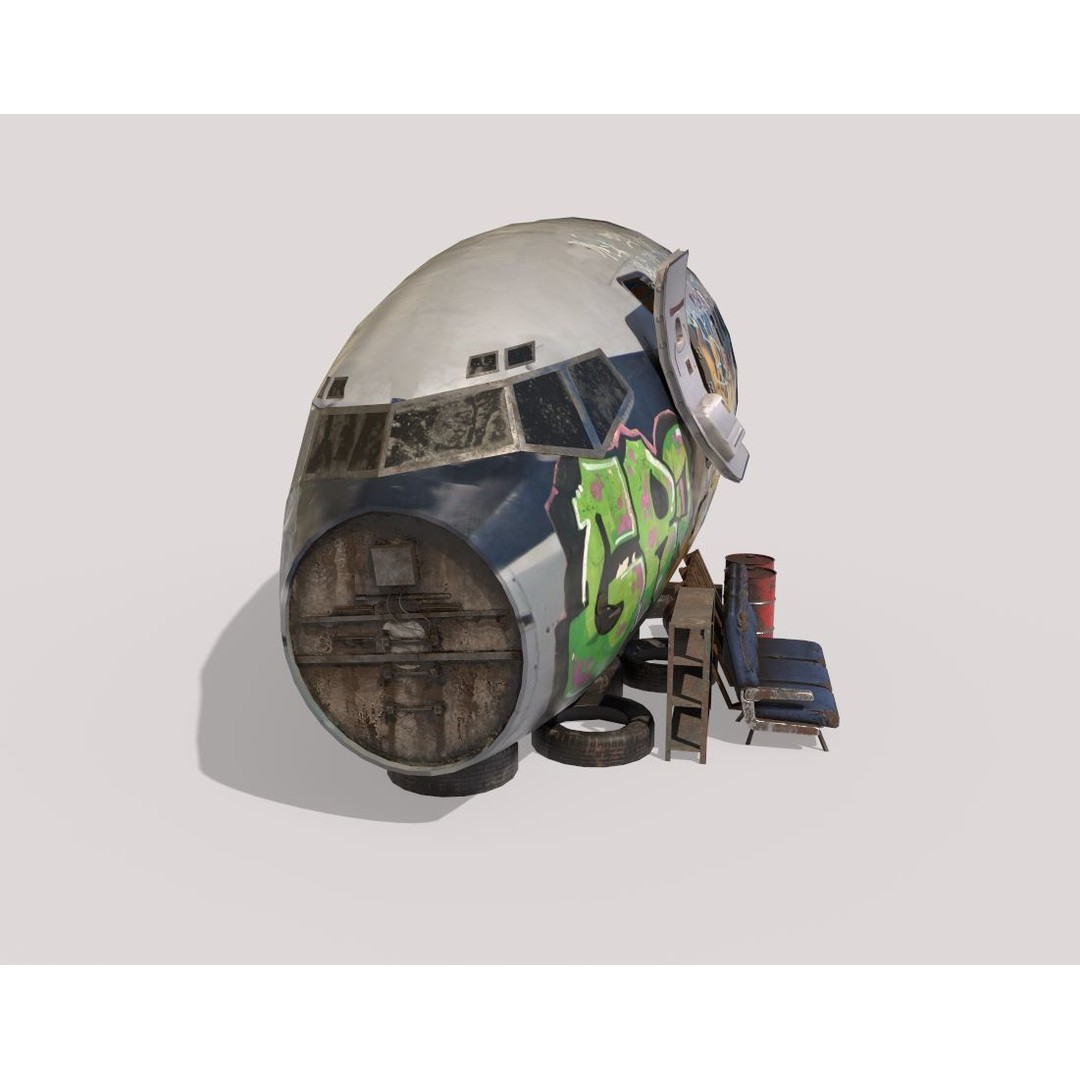 Aircraft Head 3D Model – Realistic Graffiti Style, FBX, PBR - View 5