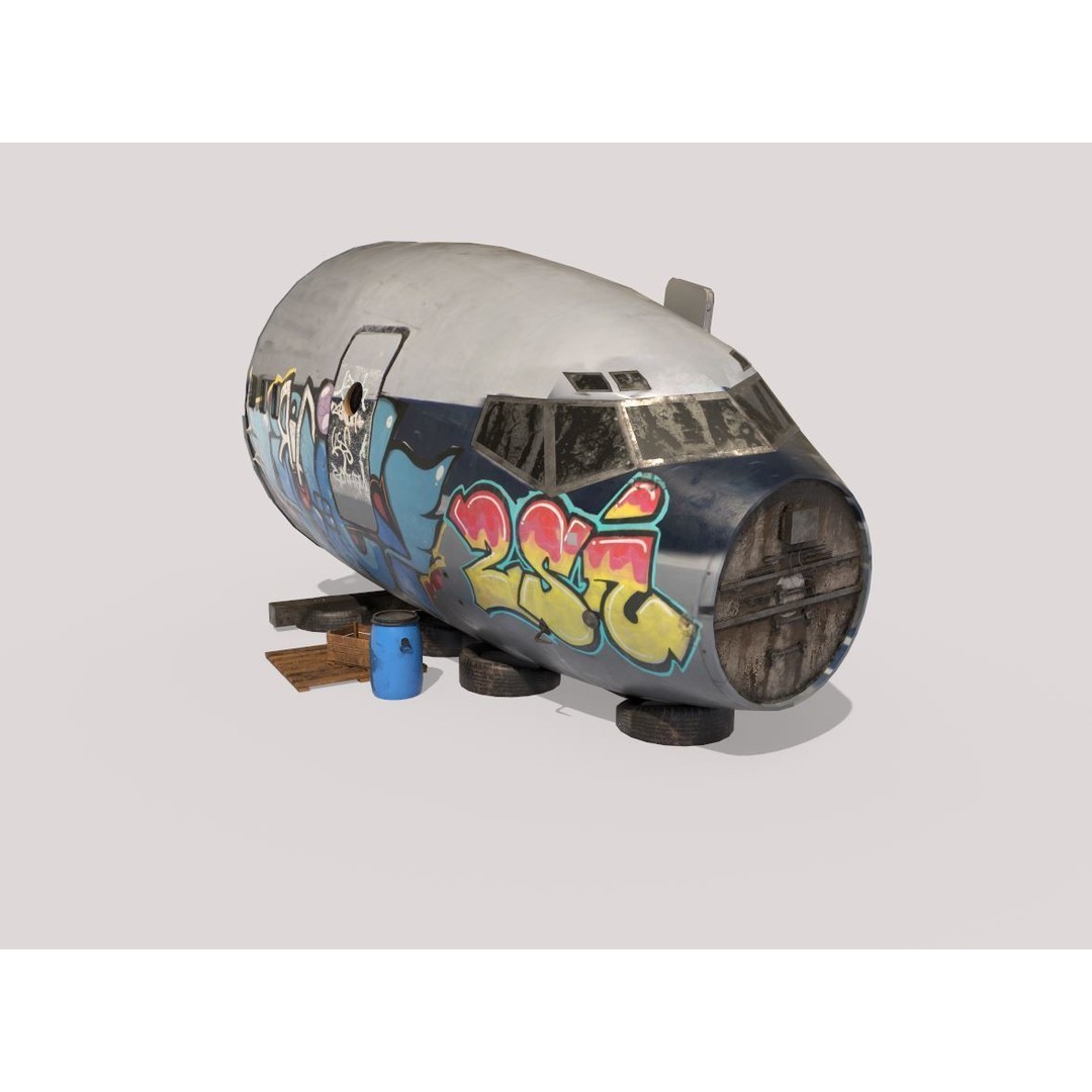 Aircraft Head 3D Model – Realistic Graffiti Style, FBX, PBR - View 6