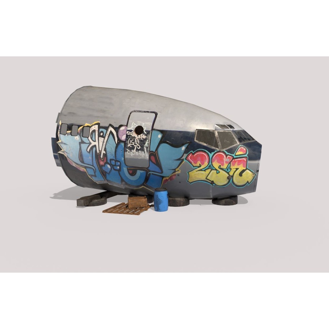 Aircraft Head 3D Model – Realistic Graffiti Style, FBX, PBR - View 7