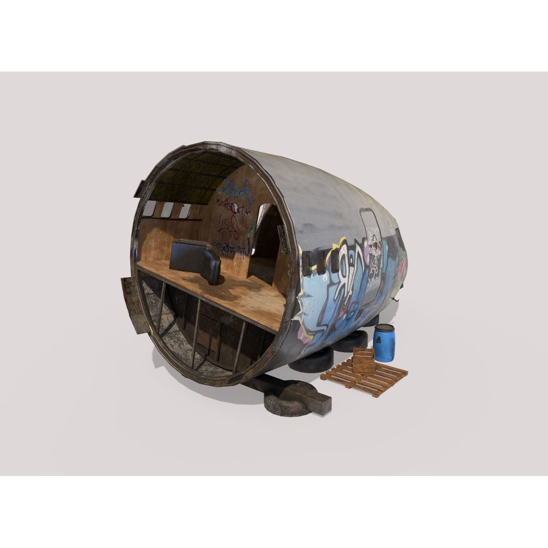 Aircraft Head 3D Model – Realistic Graffiti Style, FBX, PBR - View 8