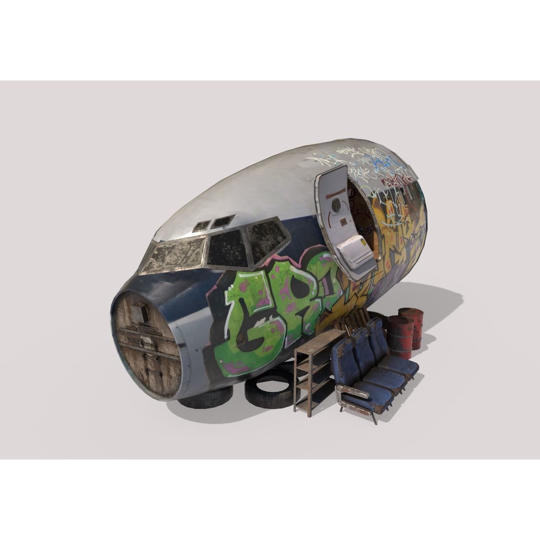Aircraft Head 3D Model – Realistic Graffiti Style, FBX, PBR - View 9