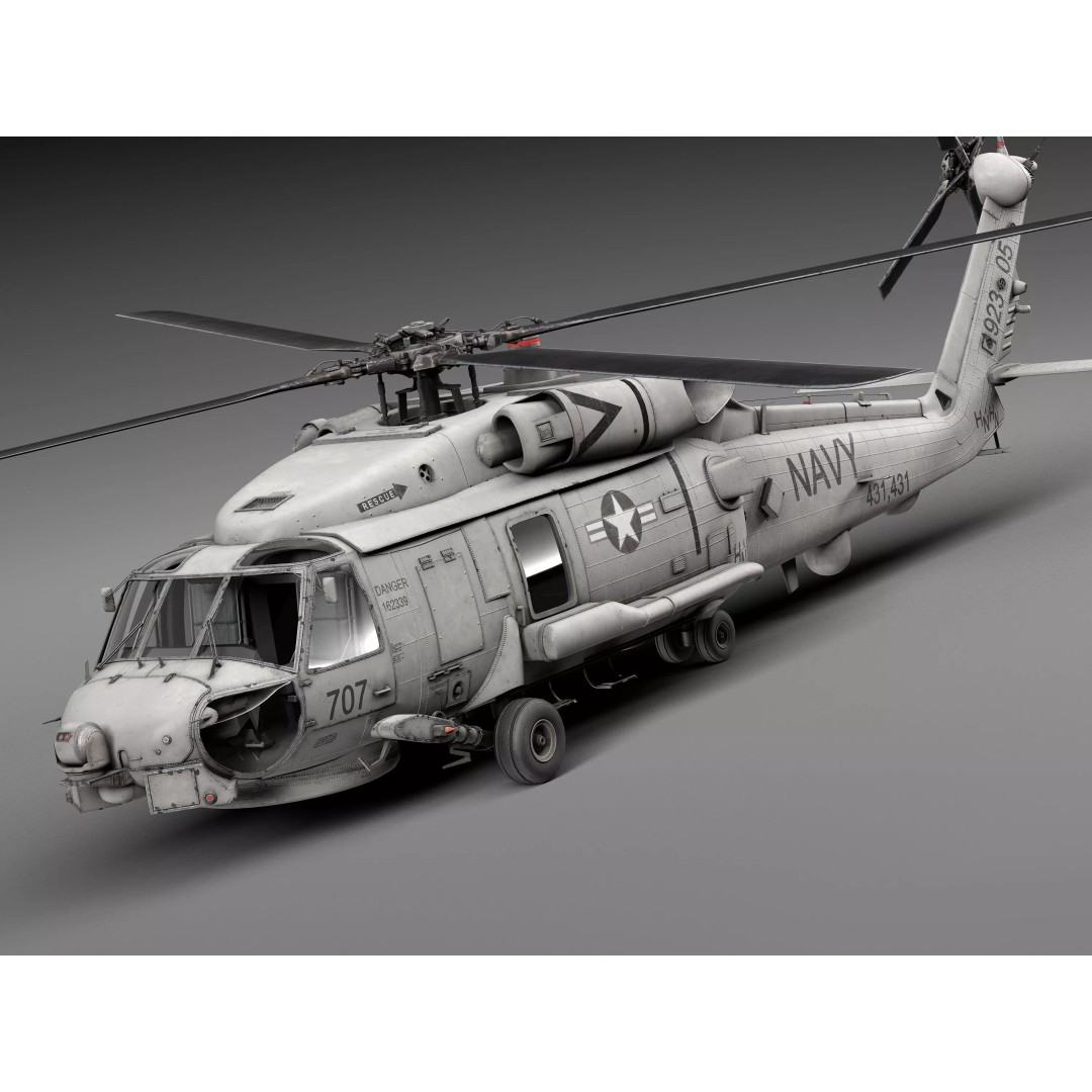 Sikorsky SH-60 Seahawk 3D Model – High Detail Military Helicopter, FBX - View 2