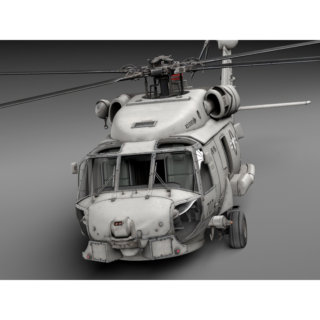 Sikorsky SH-60 Seahawk 3D Model – High Detail Military Helicopter, FBX - View 3