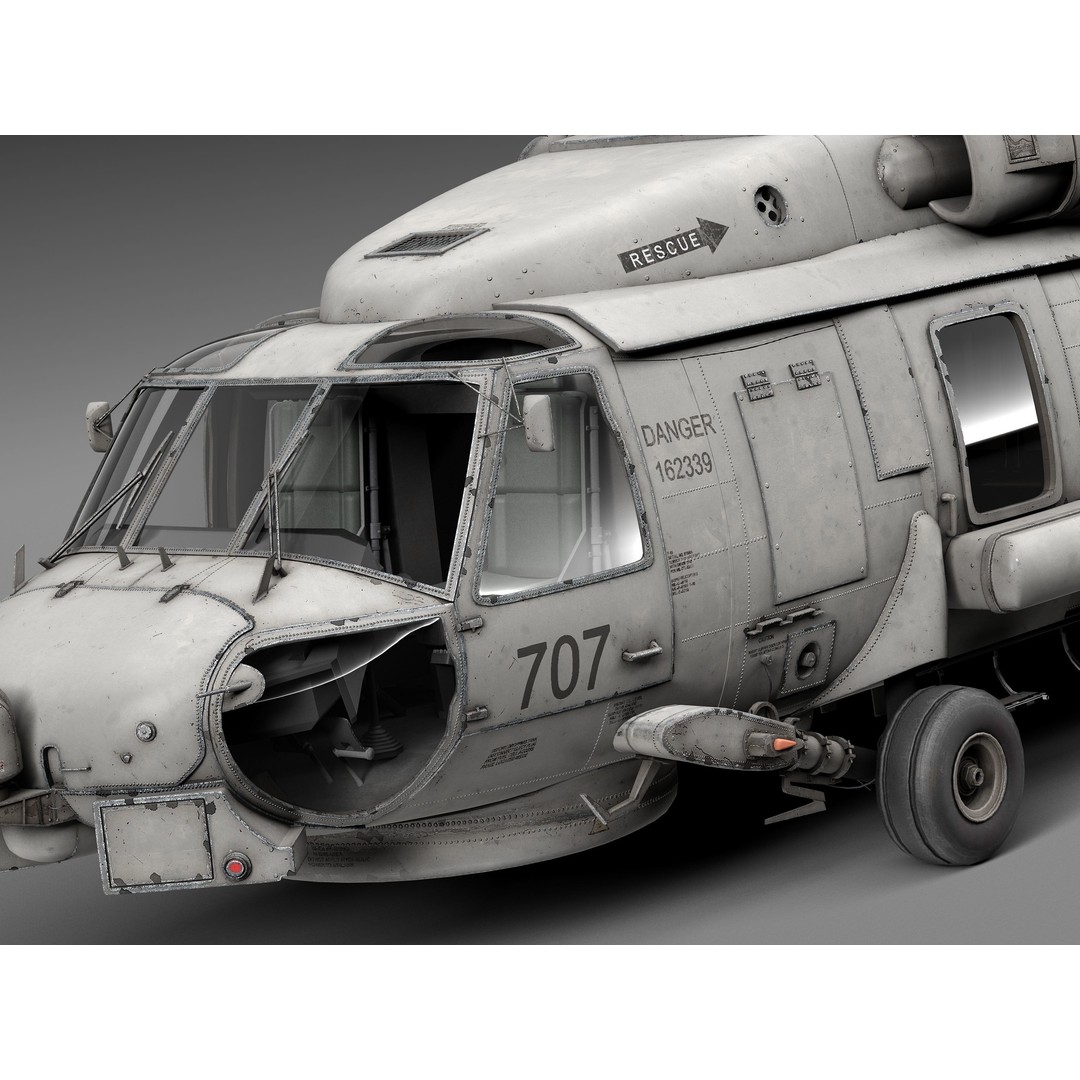 Sikorsky SH-60 Seahawk 3D Model – High Detail Military Helicopter, FBX - View 4