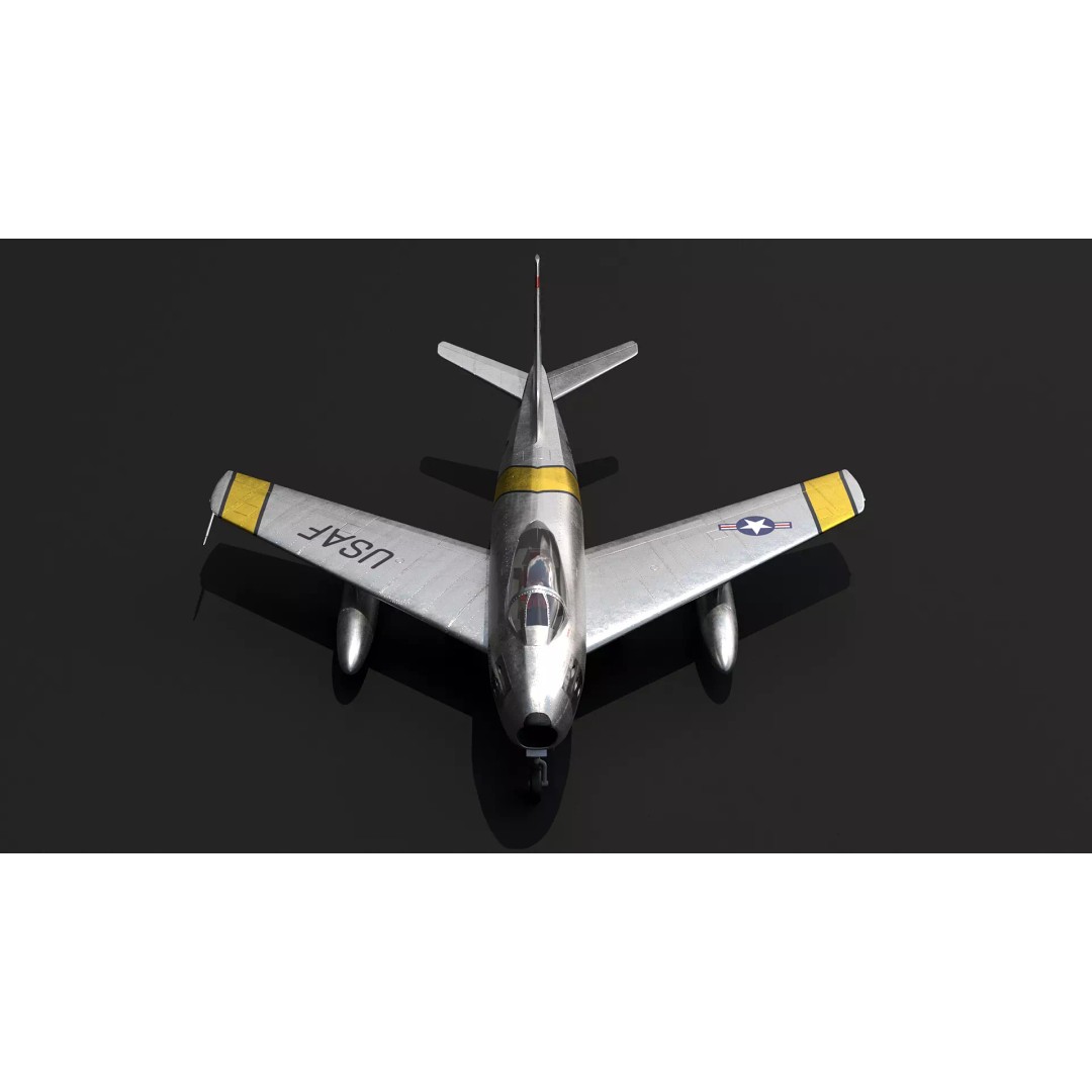 F-86 Sabre 3D Model – Low Poly Military Aircraft, FBX, PBR - View 10