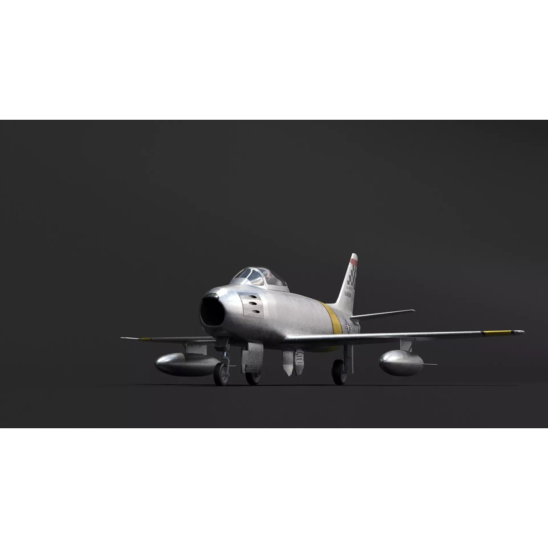 F-86 Sabre 3D Model – Low Poly Military Aircraft, FBX, PBR - View 11
