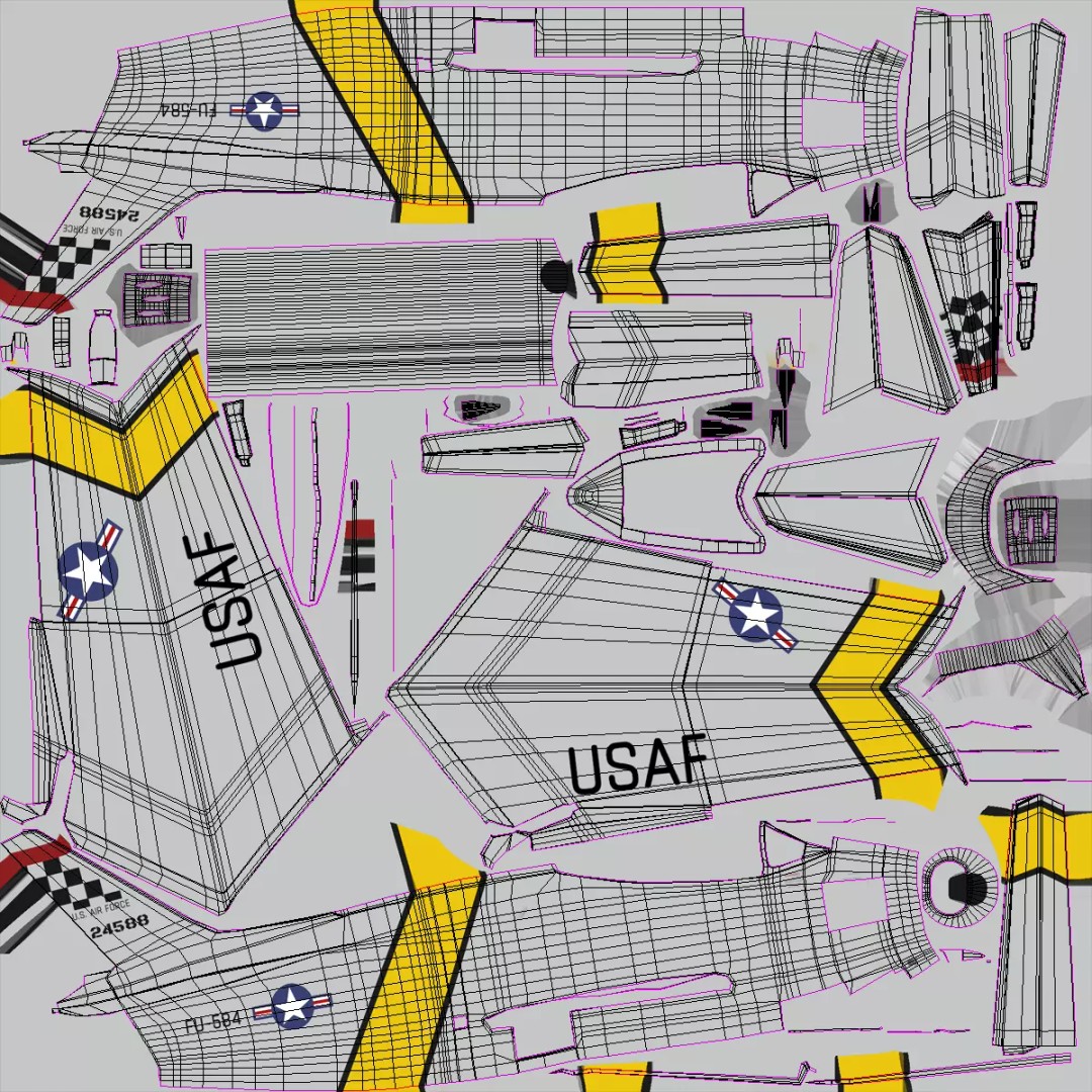 F-86 Sabre 3D Model – Low Poly Military Aircraft, FBX, PBR - View 15